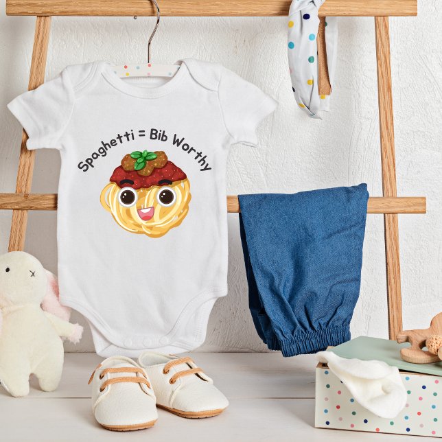 Niedlicher Spaghetti Bib-Worthy Baby Bodysuit Strampler (Von Creator hochgeladen)