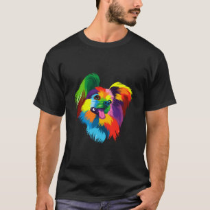 Niedlicher Spaniel Dog Papillion Funny Multicolor T-Shirt