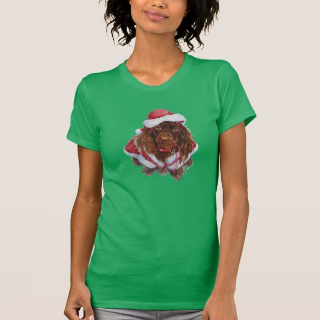 Niedlicher Spaniel, weihnachtlich gekleidet T-Shirt (Vorderseite)