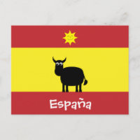 Niedlicher Spanischer Bull, Flag & Lächelnde Sonne