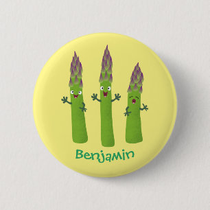 Niedlicher Spargel mit Gemüsetrio-Cartoon Button