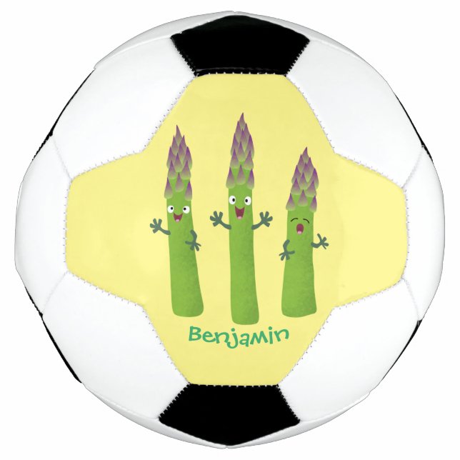 Niedlicher Spargel mit Gemüsetrio-Cartoon Fußball (Vorderseite)