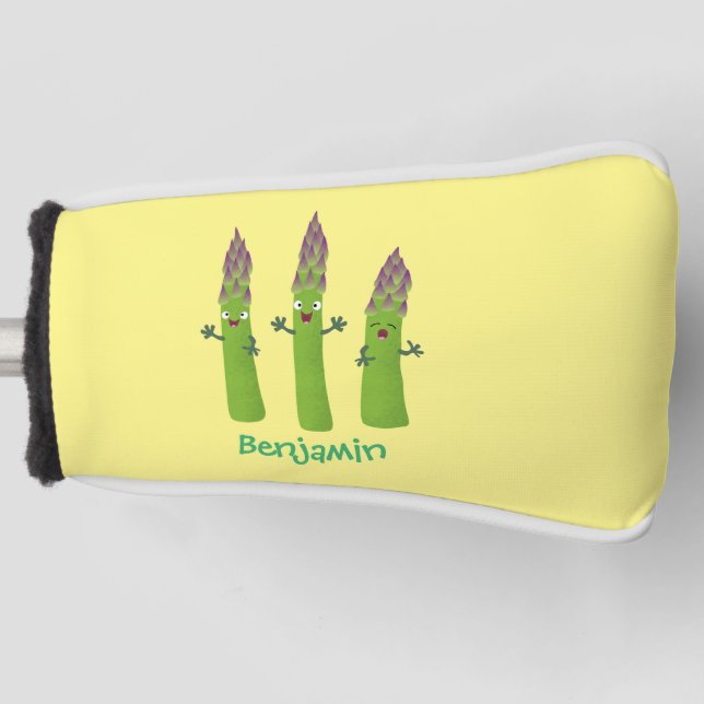 Niedlicher Spargel mit Gemüsetrio-Cartoon Golf Headcover (Vorderseite)