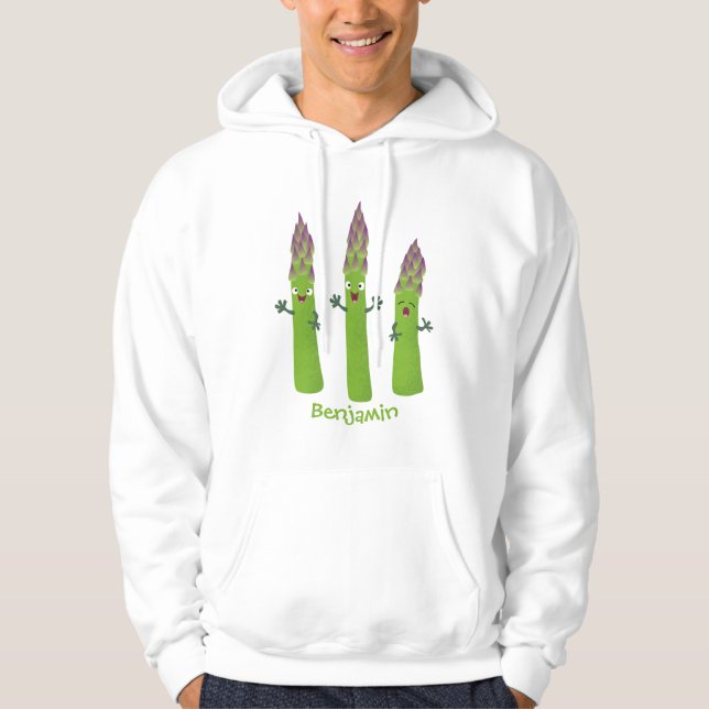 Niedlicher Spargel mit Gemüsetrio-Cartoon Hoodie (Vorderseite)