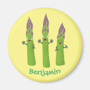 Niedlicher Spargel mit Gemüsetrio-Cartoon Magnet