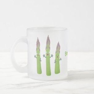 Niedlicher Spargel mit Gemüsetrio-Cartoon Mattglastasse