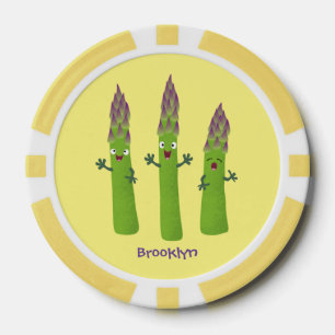 Niedlicher Spargel mit Gemüsetrio-Cartoon Pokerchips