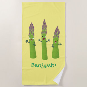 Niedlicher Spargel mit Gemüsetrio-Cartoon Strandtuch