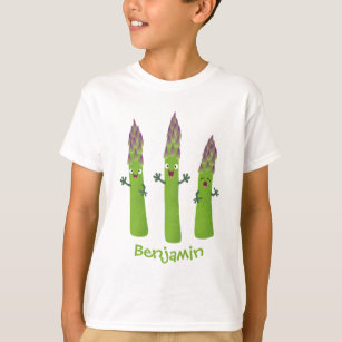 Niedlicher Spargel mit Gemüsetrio-Cartoon T-Shirt