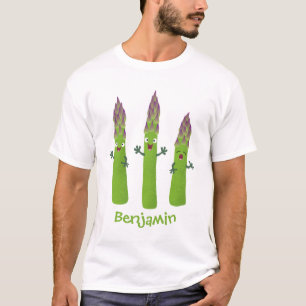 Niedlicher Spargel mit Gemüsetrio-Cartoon T-Shirt