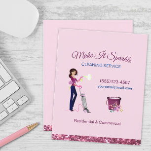 Niedlicher Sparkle Cartoon Reinigungsservice Flyer