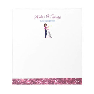 Niedlicher Sparkle Cartoon Reinigungsservice Notizblock