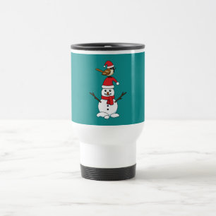 Niedlicher Sparrow auf Snowman Reisebecher