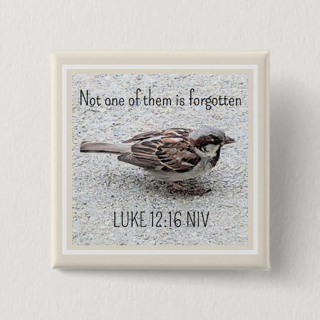 Niedlicher Sparrow Bird Foto Bibel Verse Simple Ta Button (Vorderseite)