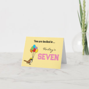 Niedlicher Sparrow mit Balloons Geburtstag Perso Einladung