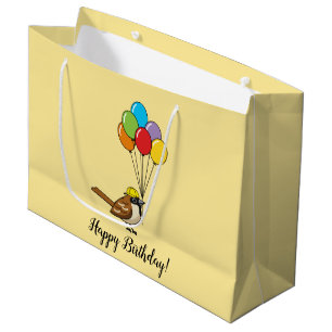 Niedlicher Sparrow mit Balloons Geburtstag   Perso Große Geschenktüte
