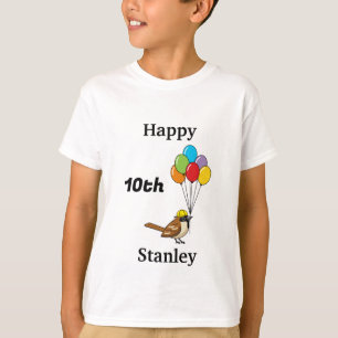 Niedlicher Sparrow mit Balloons Geburtstag   Perso T-Shirt