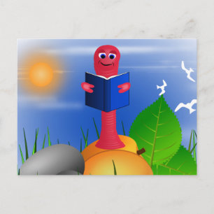 Niedlicher Spaß Buchwurm-Postkarte Postkarte