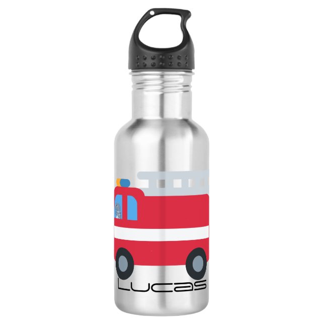 Niedlicher Spaß Dinosaurier treiben Motor zurück z Edelstahlflasche (Vorderseite)