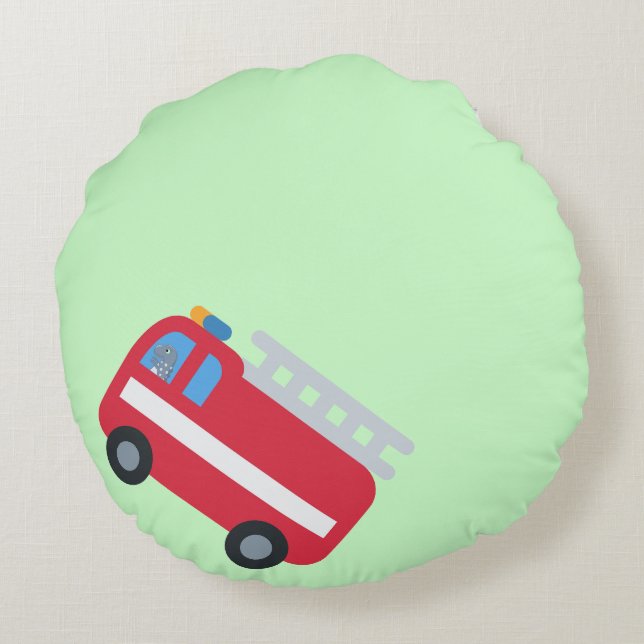 Niedlicher Spaß Dinosaurier treiben Motor zurück z Rundes Kissen (Rückseite)