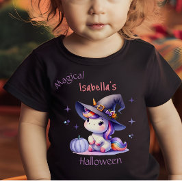 Niedlicher Spaß Einhorn Girls Halloween mit Namen Baby T-shirt