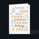 Niedlicher Spaß-Entlein Quacking Geburtstag, Karte<br><div class="desc">Eine sorglose Geburtstags-Karte für einen Schwiegersohn,  wenn die Reihen der niedlichen Entlein mit Ballonen,  ihrer Mutter,  von einer handgemalten Wasserfarbeillustration von Judy folgen,  Adamson. Sie können den inneren Text auch ändern,  wenn Sie wünschen.</div>