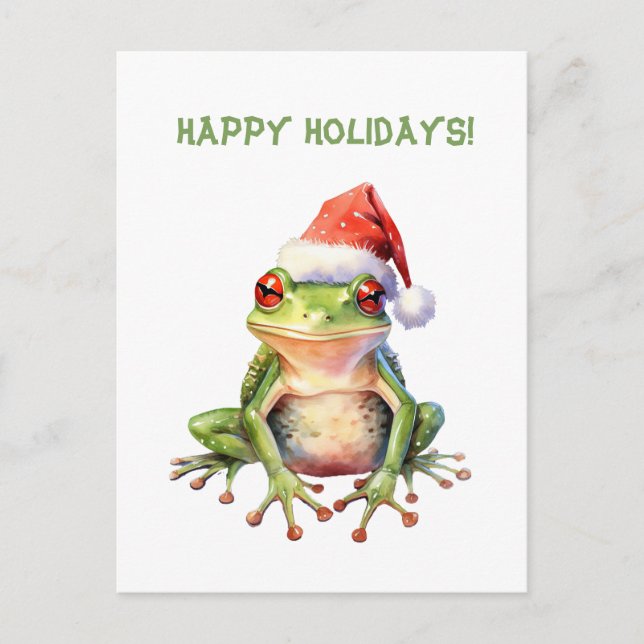 Niedlicher Spaß Fabulous Frosch Weihnachtsfeiertag Postkarte (Vorderseite)