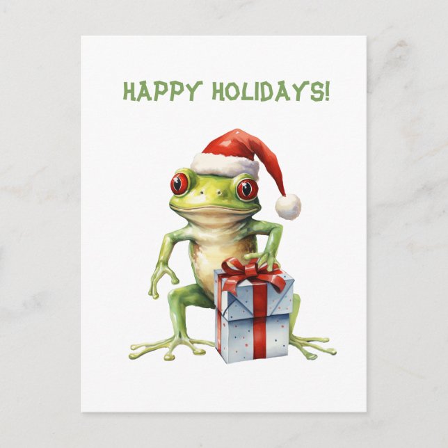 Niedlicher Spaß Fabulous Frosch Weihnachtsfeiertag Postkarte (Vorderseite)