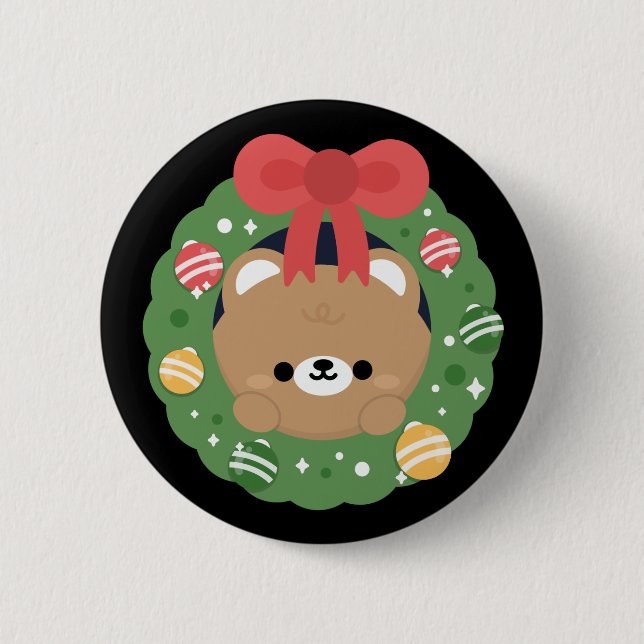 Niedlicher Spaß frohe Weihnachten Button (Vorderseite)
