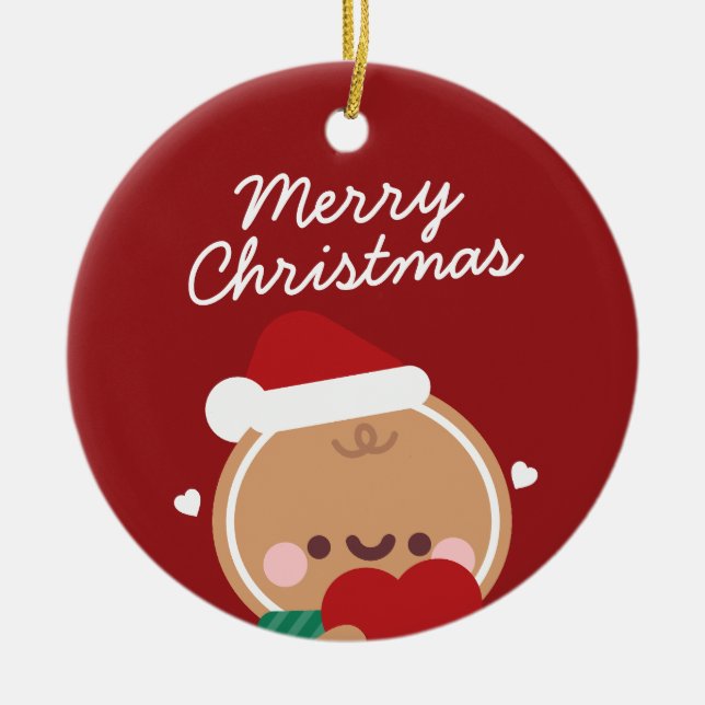 Niedlicher Spaß frohe Weihnachten Keramik Ornament (Vorne)