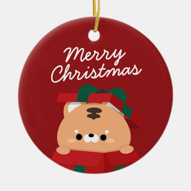 Niedlicher Spaß frohe Weihnachten Keramik Ornament (Vorne)