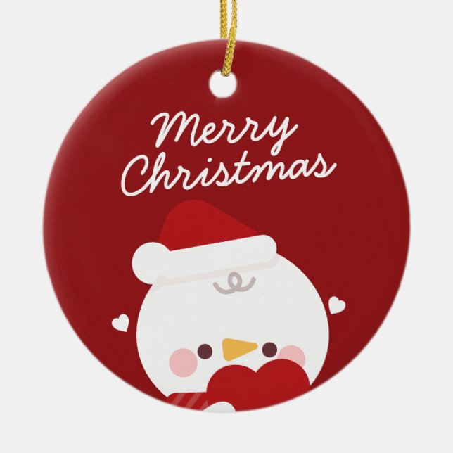 Niedlicher Spaß frohe Weihnachten Keramik Ornament (Vorne)