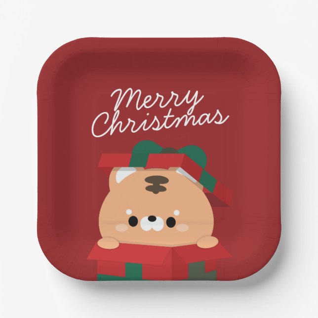 Niedlicher Spaß frohe Weihnachten Pappteller (Vorderseite)