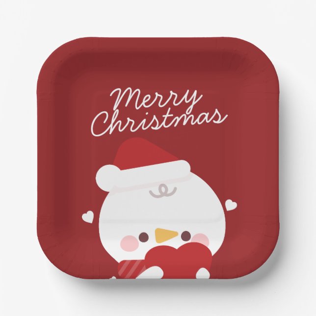 Niedlicher Spaß frohe Weihnachten Pappteller (Vorderseite)
