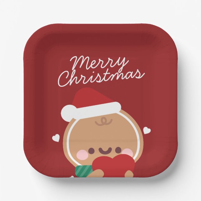 Niedlicher Spaß frohe Weihnachten Pappteller (Vorderseite)