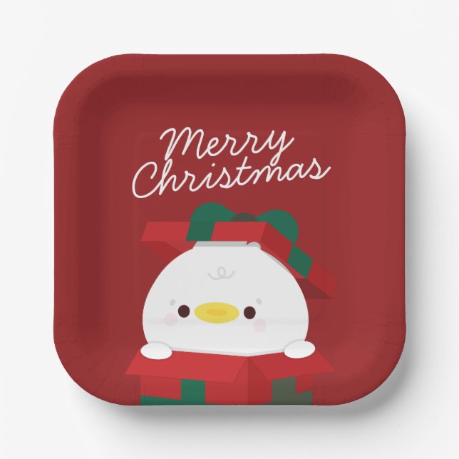 Niedlicher Spaß frohe Weihnachten Pappteller (Vorderseite)