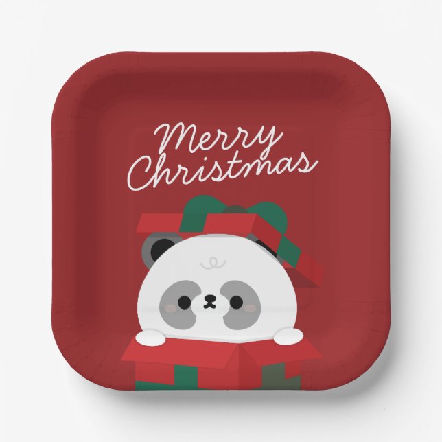 Niedlicher Spaß frohe Weihnachten Pappteller (Vorderseite)