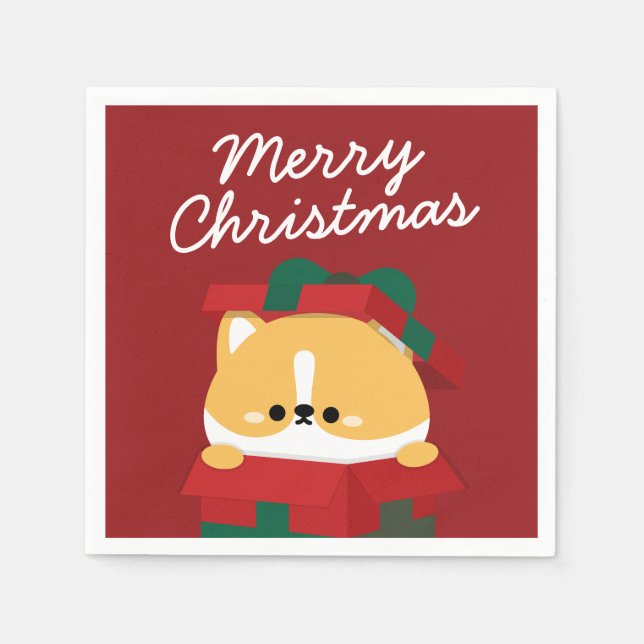 Niedlicher Spaß frohe Weihnachten Serviette (Vorderseite)