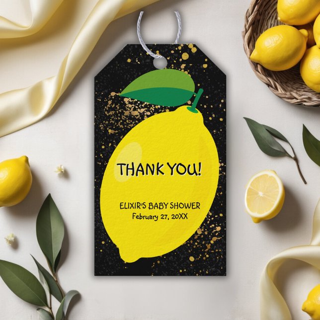 Niedlicher Spaß Gelbe Lemon Gold Glitzer Kinderdus Geschenkanhänger (Von Creator hochgeladen)