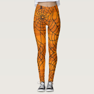Niedlicher Spaß Halloween Spider Web Black und Ora Leggings