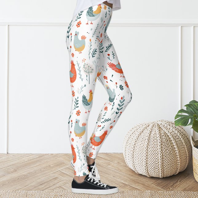 Niedlicher Spaß Hühnerflora Leggings (Von Creator hochgeladen)