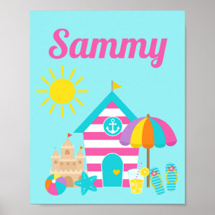 Niedlicher Spaß Kids Beach Sommer Poster