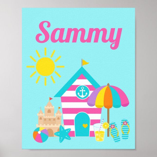 Niedlicher Spaß Kids Beach Sommer Poster (Vorne)