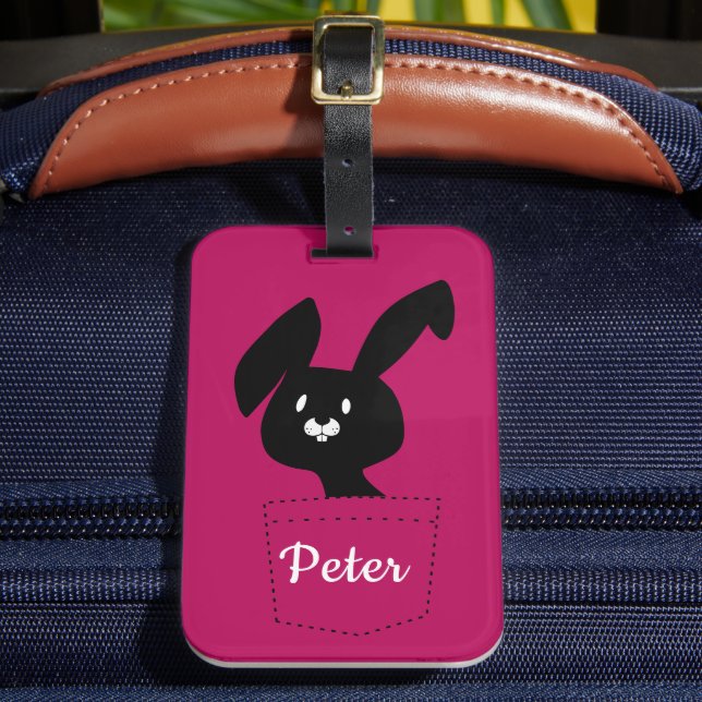 Niedlicher Spaß Minimaler Cartoon Schwarzer Blog a Gepäckanhänger (Vorderseite Insitu 2)