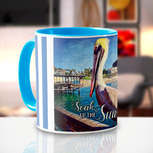 Niedlicher Spaß Pelican Bird Foto Soak Up Sun Scri Tasse