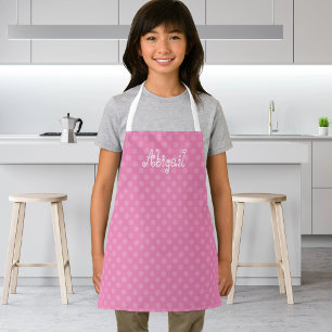 Niedlicher Spaß Personalisiert Pink Polka Dot Must Schürze