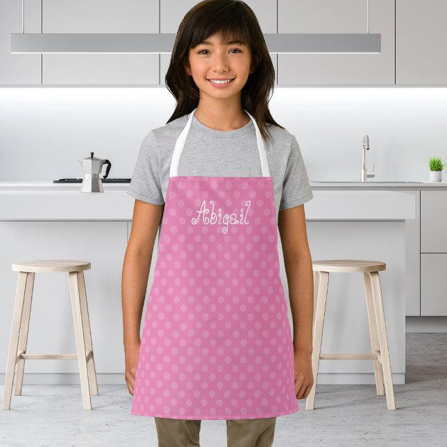 Niedlicher Spaß Personalisiert Pink Polka Dot Must Schürze (Von Creator hochgeladen)
