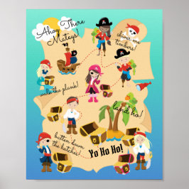 Niedlicher Spaß Personalisiert Pirate Treasmap Poster