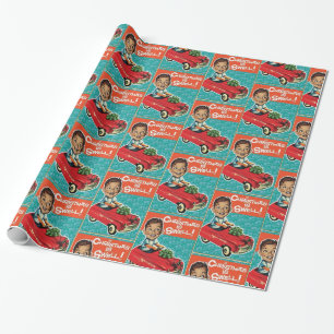 Niedlicher Spaß Retro Weihnachtsspielzeug und Jun Geschenkpapier