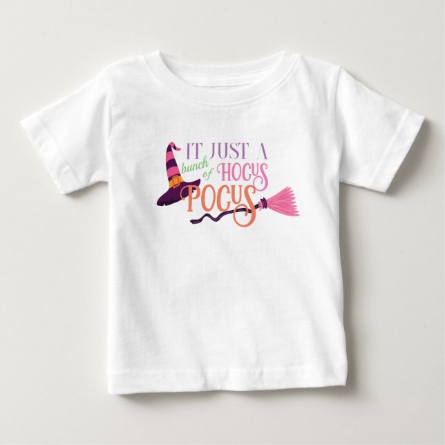 Niedlicher Spaß Rosa Hexenhocus Halloween-Hut Baby T-shirt (Vorderseite)
